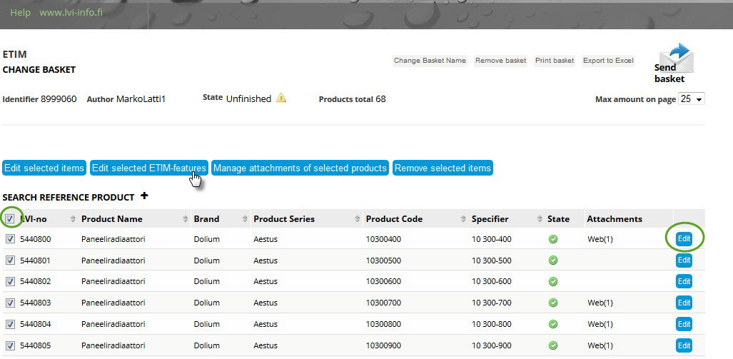 Adding ETIM-information – LVI-Info - LVI-Info